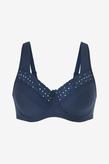 Miss Mary Of Sweden Spile BH Broderie Anglaise Classic Cotton Wired Bra Blå