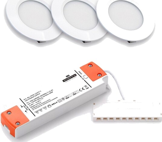 Ledlife 3 stk. Ø6,8cm Reco68 møbelspot dimbar   Matt hvit inkl. dimbar strømforsyning   Dimbar : Dimbar Kulør : Varm
