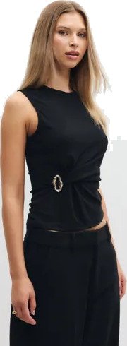 Only Svart Onlhaze S/L Buckle Top Jrs