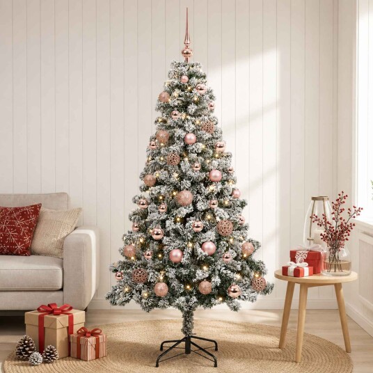 vidaXL Kunstig juletre med kuler 120 cm 150 LED-lys Varmhvit