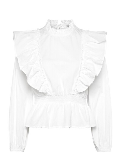 Bubbleroom Cotton Frill Blouse   White   38