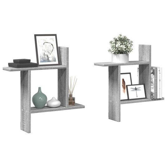  Vegghyller 2 stk grå sonoma 50x12x50 cm konstruert tre