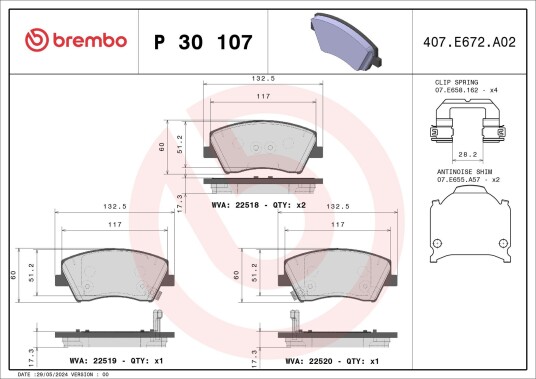 Bremseklosser BREMBO P 30 107