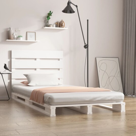 vidaXL Sengeramme hvit 75x190 cm heltre furu 2FT6 Small Single