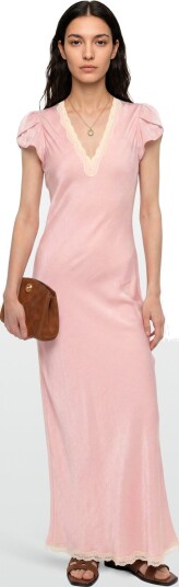 by Ti Mo Shiny V Neck Dress Pink L