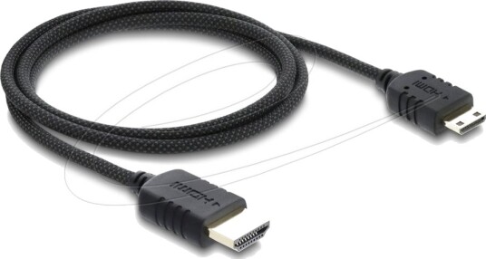 Delock High Speed Hdmi Kabel Hdmi Hann Til 19 Stifts Mini Hdmi Hann 1 M Tredobbeltskjermet Koaksial Svart 8 K 60 Hz 7680 X 4320 Støtte 5 K 120 Hz 5120 X 2880 Støtte 4 K 240 Hz 3840 X 2160 Støtte Earc Båndbredde På 48 Gbps