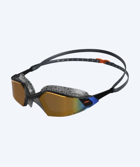 Speedo åpent vann svømmebriller - AquaPulse Pro - Svart/gull (Mirror linse)