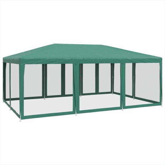 Festtelt med 10 sidevegger av netting grønn 6x4 m HDPE