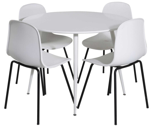 Venture Design Plaza & Arctic spisegruppe Hvit/hvit 4 st stoler & bord 100 cm