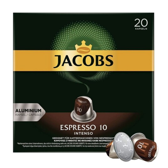 Nespresso Jacobs Espresso 10 Intenso XL til Nespresso. 20 kapsler