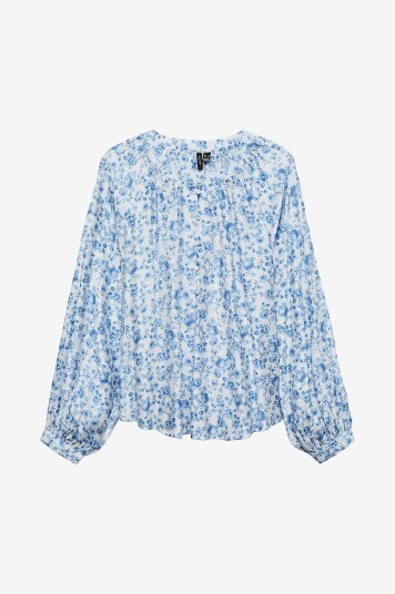 Vero Moda Bluse vmBliss L/S O neck Detail Wvn Hvit