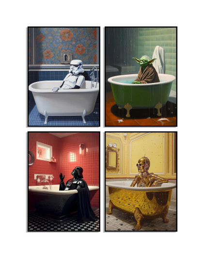 Star Wars figurer i badekar plakat sett av 4
