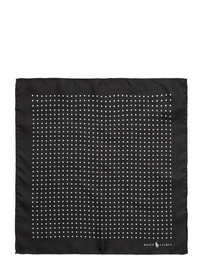 Polo Ralph Lauren Polka Dot Silk Pocket Square Black ONE SIZE Polo Ralph Lauren Polka Dot Silk Pocket Square Black ONE SIZE
