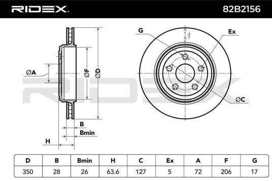 Bremseskive RIDEX 82B2156 Bremseskive RIDEX 82B2156
