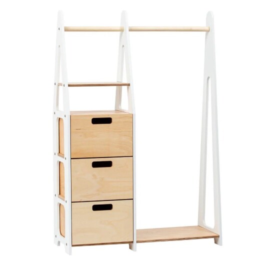 Duck Woodworks Knaggrekke med Skuffer Hvit