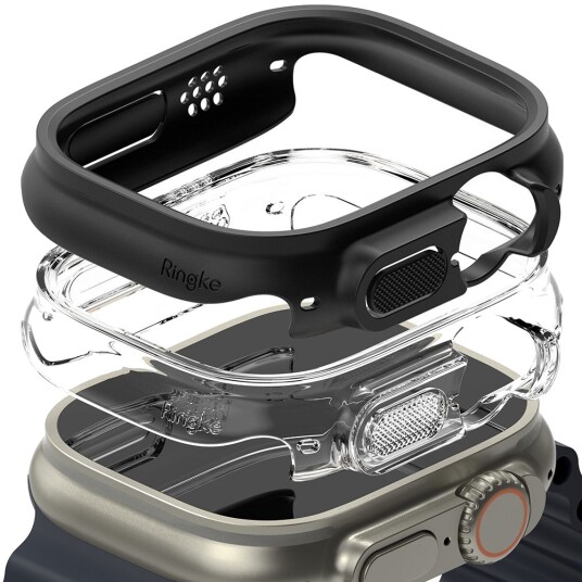 Ringke Slim Apple Watch Ultra/Ultra 2 Deksel 49mm 2 Stk. Klar / Svart
