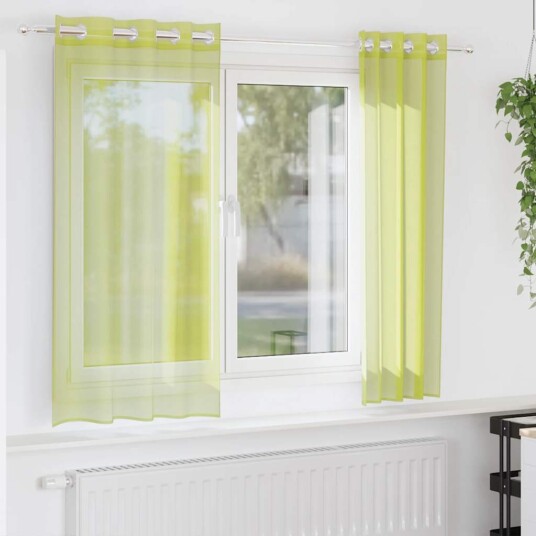 Voilegardiner med grommets 2 stk eplegrønn 140x140 cm 8721158550699