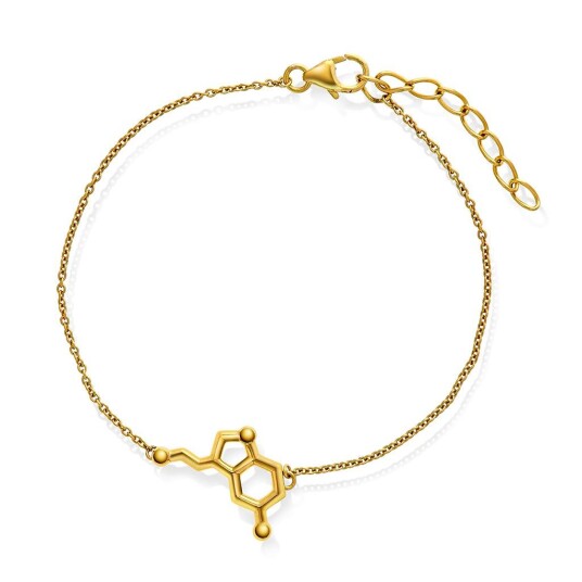 Armbånd i 925 forgylt sølv med symbol serotonin