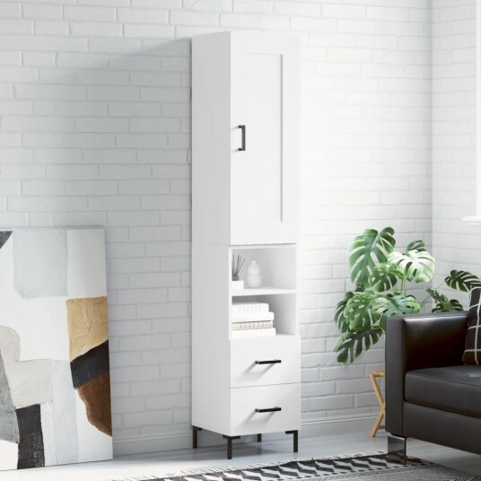 vidaXL Highboard hvit 34,5x34x180 cm konstruert tre 8720845496791
