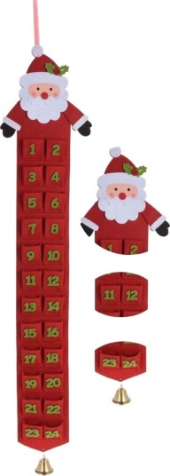 Julepynt Home Styling Collection Filt Adventskalender Rød Nisse