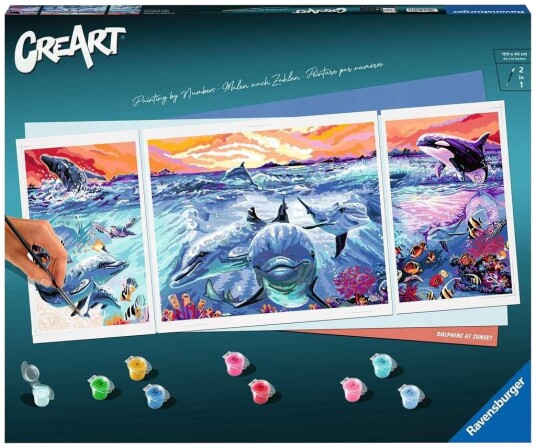 Ravensburger CreArt Mal etter nummer 12+ år Delfiner i solnedgang