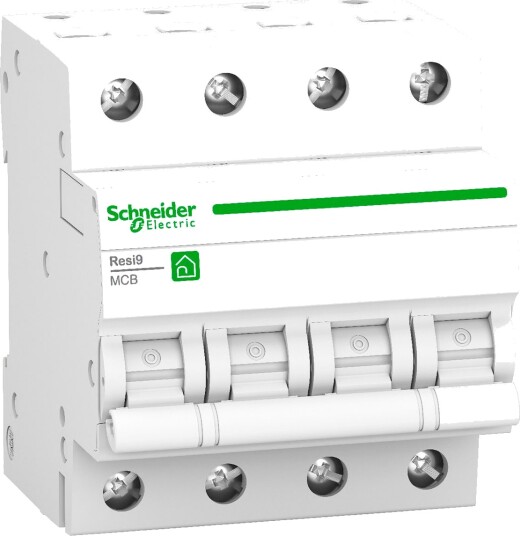 Schneider Resi9 Jordfeilautomat C 10A (400V-6kA) 4-polet