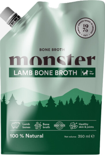 Monster Pet Food Benbuljong Lam 350 ml Tyggebein og Snacks til Hund