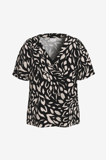Vila - Topp viLaya Bea V-neck S/S Top - Svart