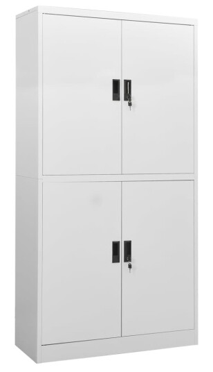 vidaXL Kontorskap lysegrå 90x40x180 cm stål