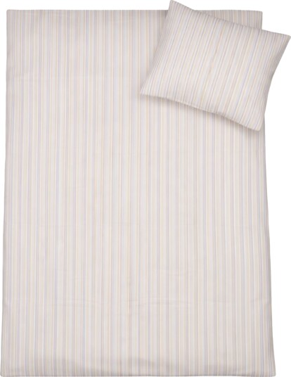 By Mats Stripete sengetøy 100% bomull Babysengetøy 70x100 cm Beige med lilla striper