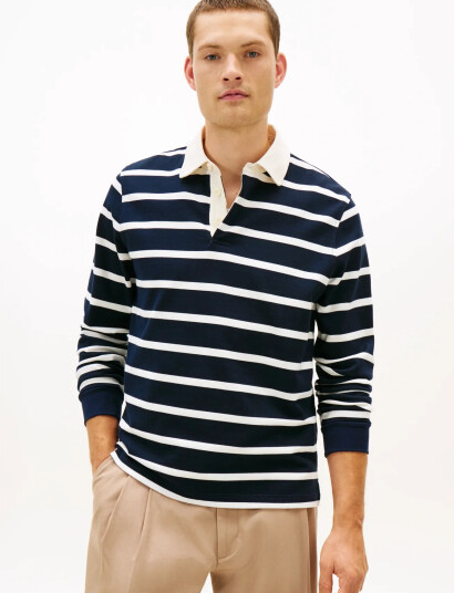 Tommy Hilfiger Essential Striped Rugby   Navy   XL
