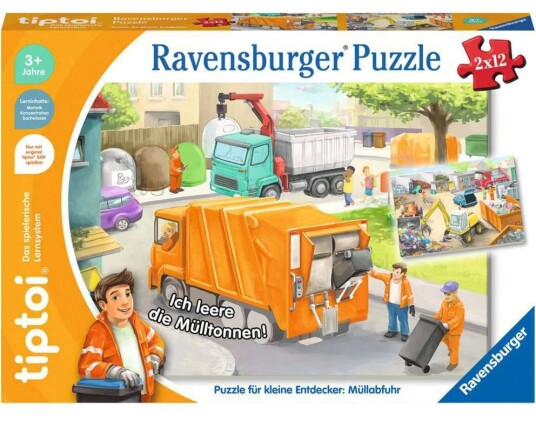 Ravensburger Tiptoi Puslespill 2x12 deler Søppelbil