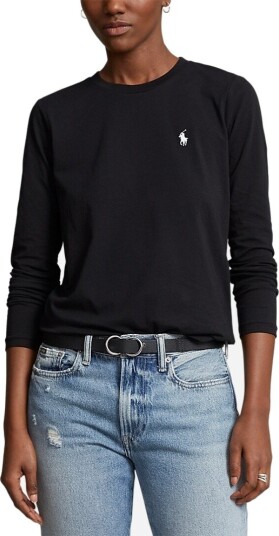 Ralph Lauren Long sleeve jersey crewneck tee XS sort dame