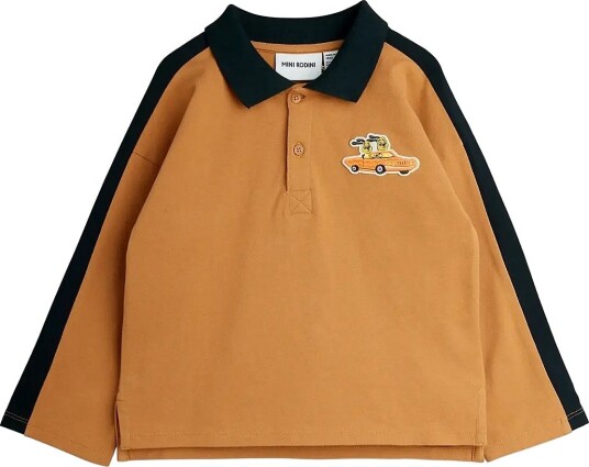 Mini Rodini Racing Rabbits Pique Ls Top - BROWN - 80/86