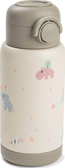 Done By Deer Insulated Straw Bottle Celebration Sand 340 Ml Beige