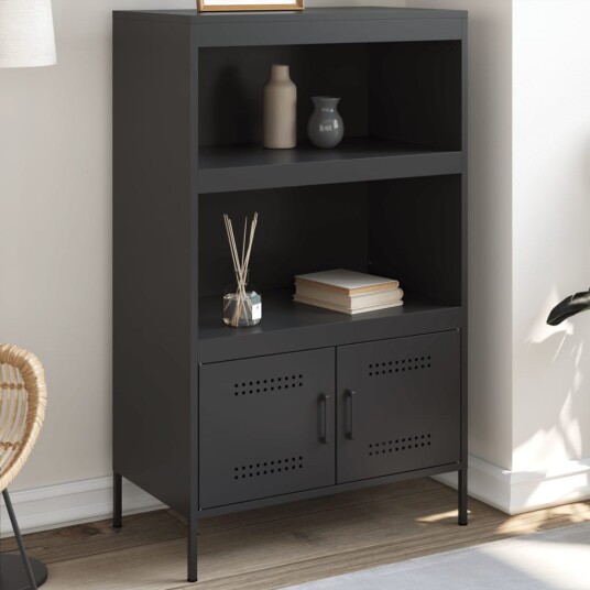 Highboard svart 68x39x113 cm stål