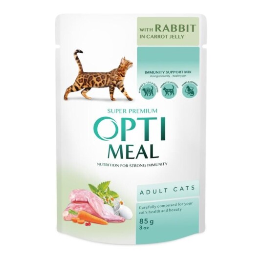 Optimeal Cat Adult Rabbit & Carrot Jelly Våtfôr Til Katt 12 X 85 G
