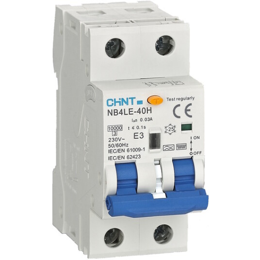 Chint Jordfeilaut Elektronisk Type F 2pol 16A B-kar 100mA 10kA
