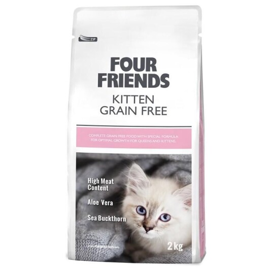 Four Friends Kornfritt Kattemat til Kattunger 2 kg – Tørrfôr med Laks Four Friends Kornfritt Kattemat til Kattunger 2 kg – Tørrfôr med Laks