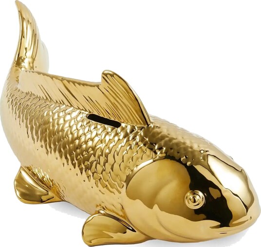 POLSPOTTEN Moneybox Fish Gold L36X W16X H14CM