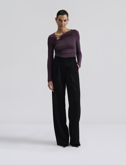 Malina Amilia Ring Detail Jersey Top - Purple - M
