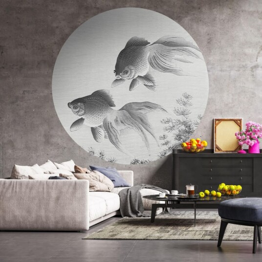 WallArt Tapetsirkel Two Goldfish 142,5 cm