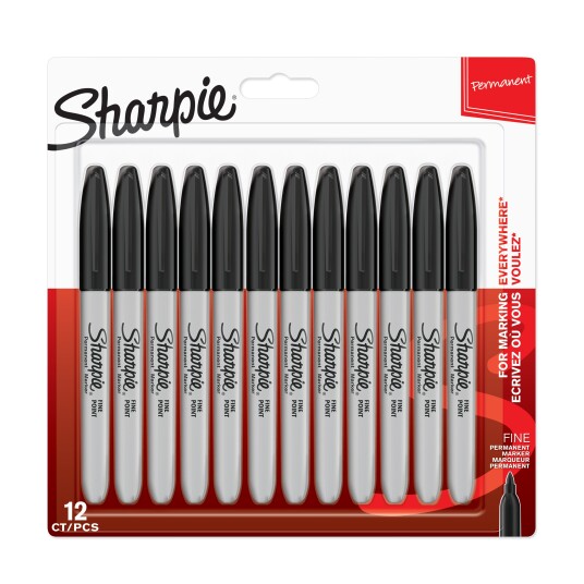 Sharpie Permanent Markers | Fine Point | Black | 12 Count