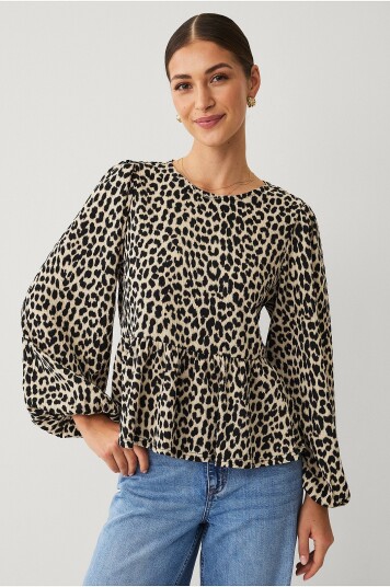 Ellos Collection Topp med et ballongerme Brun