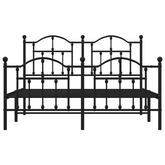 vidaXL Sengeramme i metall med hode- og fotgavl svart 140x190 cm