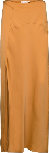 Calvin Klein Satin Viscose Maxi Skirt Gold 38