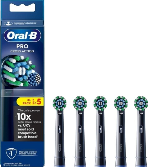 Oral B CrossAction børstehoder 5 pk svart