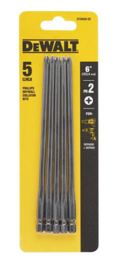 Dewalt 156mm Skrubits PH2 5-pakning for Gips - DCF6202 Dewalt 156mm Skrubits PH2 5-pakning for Gips - DCF6202