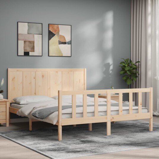vidaXL Sengeramme med hodegavl 160x200 cm heltre 8720845978013