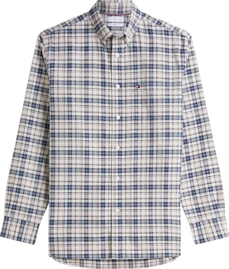 Tommy Hilfiger Oxford Tartan Check Cf Sht - NEWSPRINT BEIGE CHECK - L